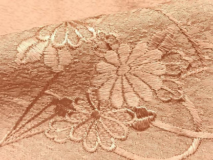 平和屋着物▽無地絵羽訪問着 単衣 総刺繍 扇面草花文 暈し染め 正絹 逸品 AAAZ9278fy