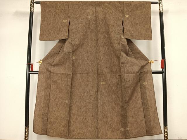 平和屋着物▽上質な紬 単衣 扇文 正絹 逸品 AAAZ9279fy