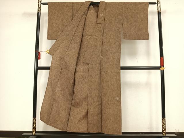 平和屋着物▽上質な紬 単衣 扇文 正絹 逸品 AAAZ9279fy