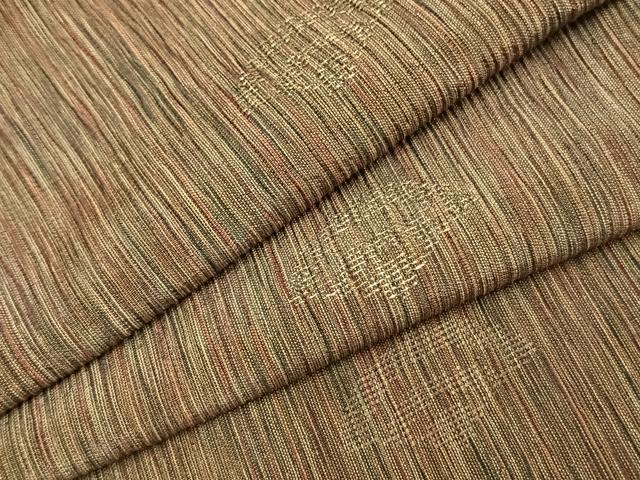 平和屋着物▽上質な紬 単衣 扇文 正絹 逸品 AAAZ9279fy
