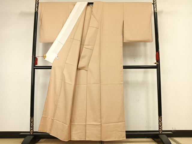平和屋着物▽上質な色無地　単衣　飴色　正絹　逸品　AAAZ9280fy