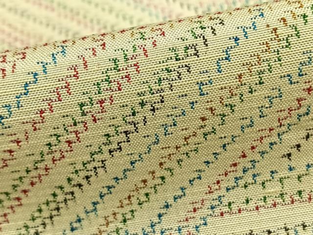 平和屋着物▽上質な紬 単衣 幾何学文様 正絹 逸品 AAAZ9287fy