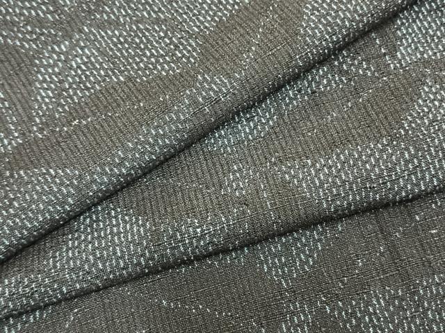 平和屋着物▽上質な紬 単衣 舞葉文 正絹 逸品 AAAZ9289fy