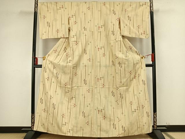 平和屋着物▽上質な紬 単衣 琉球絣 正絹 逸品 AAAZ9290fy