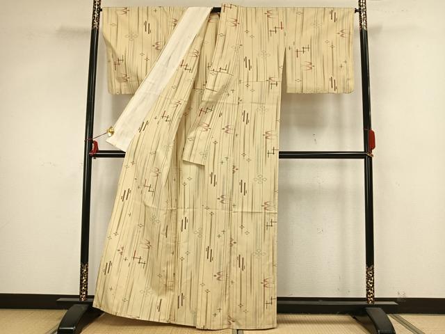 平和屋着物▽上質な紬 単衣 琉球絣 正絹 逸品 AAAZ9290fy