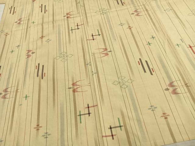 平和屋着物▽上質な紬 単衣 琉球絣 正絹 逸品 AAAZ9290fy