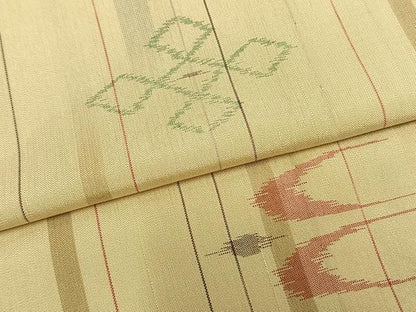 平和屋着物▽上質な紬 単衣 琉球絣 正絹 逸品 AAAZ9290fy