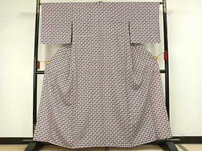 平和屋着物▽上質な小紋 単衣 舞花文 正絹 逸品 未使用 AAAZ9291fy