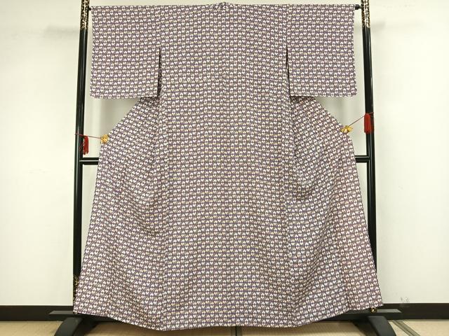 平和屋着物▽上質な小紋 単衣 舞花文 正絹 逸品 未使用 AAAZ9291fy