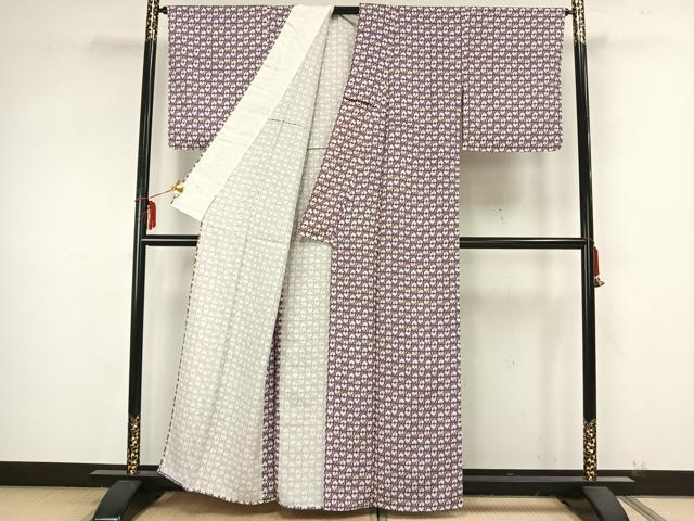 平和屋着物▽上質な小紋 単衣 舞花文 正絹 逸品 未使用 AAAZ9291fy