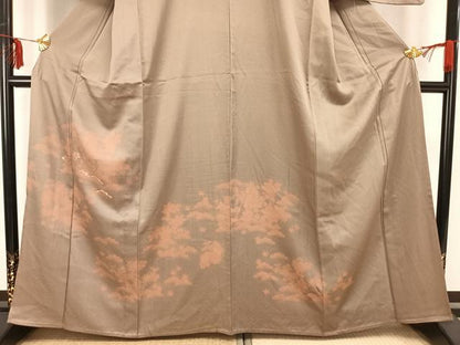 平和屋着物▽訪問着 単衣 刺繍 草花文 正絹 逸品 AAAZ9294fy
