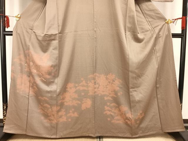 平和屋着物▽訪問着 単衣 刺繍 草花文 正絹 逸品 AAAZ9294fy