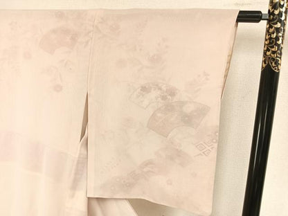 平和屋着物▽訪問着 無双 紗袷 紗×絽 地紙草花文 正絹 逸品 AAAZ9295fy