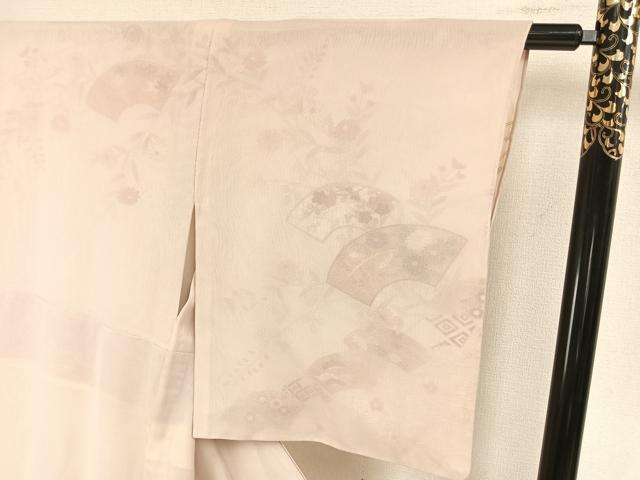 平和屋着物▽訪問着 無双 紗袷 紗×絽 地紙草花文 正絹 逸品 AAAZ9295fy