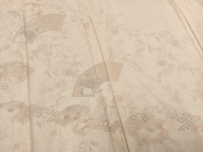 平和屋着物▽訪問着 無双 紗袷 紗×絽 地紙草花文 正絹 逸品 AAAZ9295fy