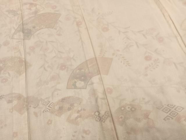 平和屋着物▽訪問着 無双 紗袷 紗×絽 地紙草花文 正絹 逸品 AAAZ9295fy