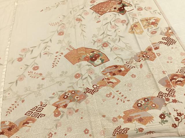 平和屋着物▽訪問着 無双 紗袷 紗×絽 地紙草花文 正絹 逸品 AAAZ9295fy
