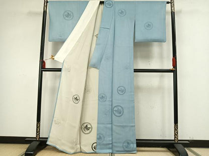 平和屋着物▽訪問着 無双 紗袷 紗×絽 蝶丸文 正絹 逸品 AAAZ9296fy