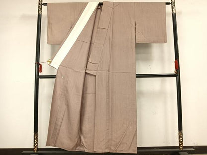 平和屋着物▽加賀友禅の巨匠 初代 由水十久監修 紬 単衣 色無地 亜麻色 正絹 逸品 AAAZ9299fy