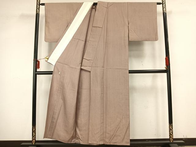 平和屋着物▽加賀友禅の巨匠 初代 由水十久監修 紬 単衣 色無地 亜麻色 正絹 逸品 AAAZ9299fy