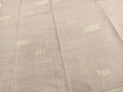 平和屋着物▽上質な紬 単衣 麻の葉文様 正絹 逸品 AAAZ9300fy