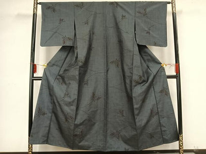 平和屋着物▽本場大島紬 単衣 舞蝶文 正絹 逸品 未使用 AAAZ9301fy