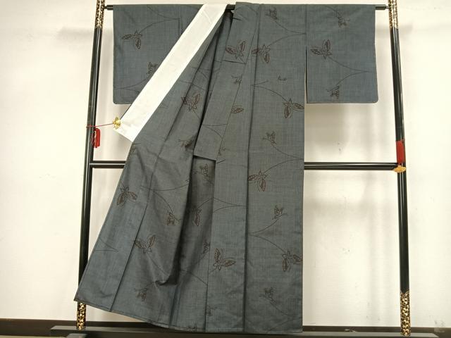 平和屋着物▽本場大島紬 単衣 舞蝶文 正絹 逸品 未使用 AAAZ9301fy