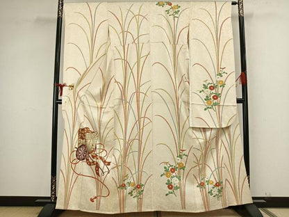 平和屋着物▽豪華振袖 単衣 御所車花文 金彩 正絹 逸品 AAAZ9302fy