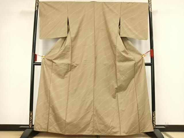 平和屋着物▽本場大島紬 単衣 変わり縞 正絹 逸品 AAAZ9303fy