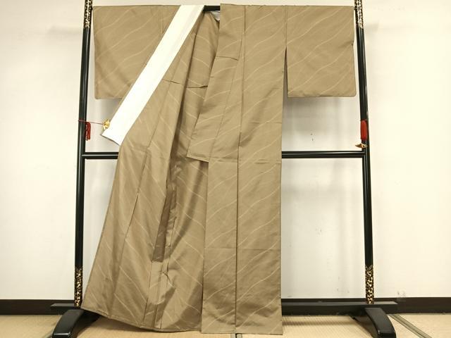 平和屋着物▽本場大島紬 単衣 変わり縞 正絹 逸品 AAAZ9303fy