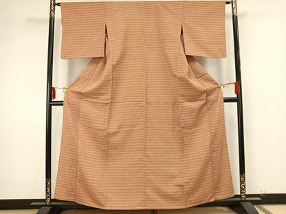 平和屋着物▽上質な小紋 単衣 お召地 霞文 正絹 逸品 AAAZ9306fy