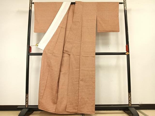 平和屋着物▽上質な小紋 単衣 お召地 霞文 正絹 逸品 AAAZ9306fy