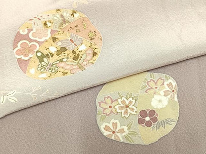 平和屋着物▽訪問着　単衣　花蝶丸文　金彩　正絹　逸品　AAAZ9307fy
