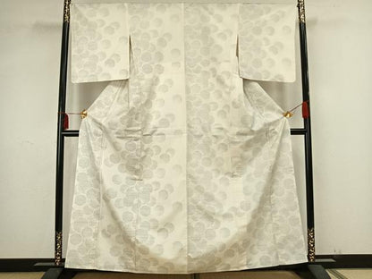 平和屋着物▽本場大島紬　白大島　単衣　雪輪文　さが美扱い　正絹　逸品　AAAZ9308fy