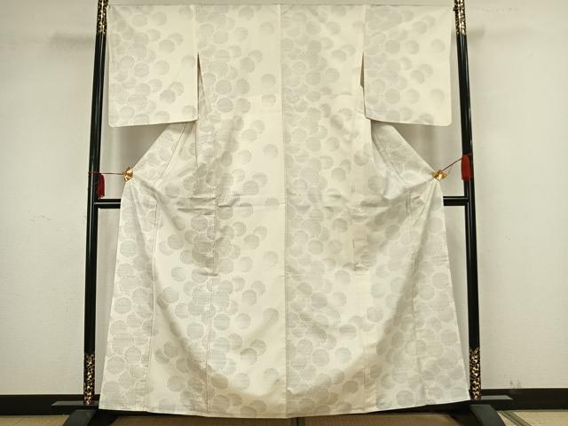 平和屋着物▽本場大島紬　白大島　単衣　雪輪文　さが美扱い　正絹　逸品　AAAZ9308fy