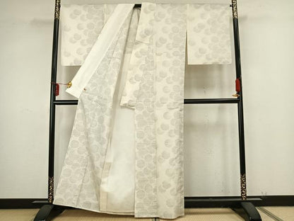 平和屋着物▽本場大島紬　白大島　単衣　雪輪文　さが美扱い　正絹　逸品　AAAZ9308fy