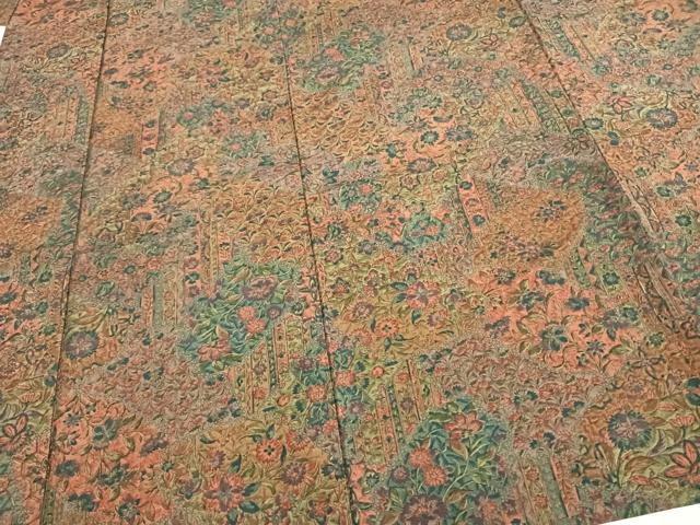 平和屋着物▽民芸結城紬 単衣 切嵌花文 証紙付き 正絹 逸品 未使用 AAAZ9309fy