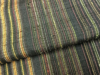 平和屋着物▽上質な紬　単衣　縞　正絹　逸品　AAAZ9310fy