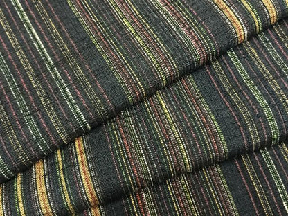 平和屋着物▽上質な紬　単衣　縞　正絹　逸品　AAAZ9310fy