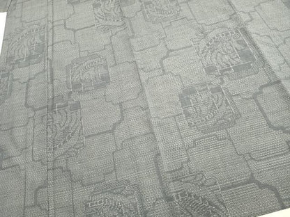 平和屋着物▽結城紬 単衣 80亀甲 色紙重ね文 正絹 逸品 AAAZ9311fy