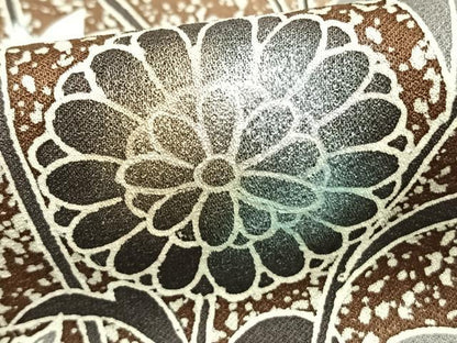 平和屋着物▽訪問着　単衣　草花文　銀彩　正絹　逸品　AAAZ9312fy