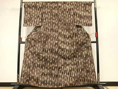 平和屋着物▽上質な紬 単衣 麻の葉文様 正絹 逸品 AAAZ9314fy