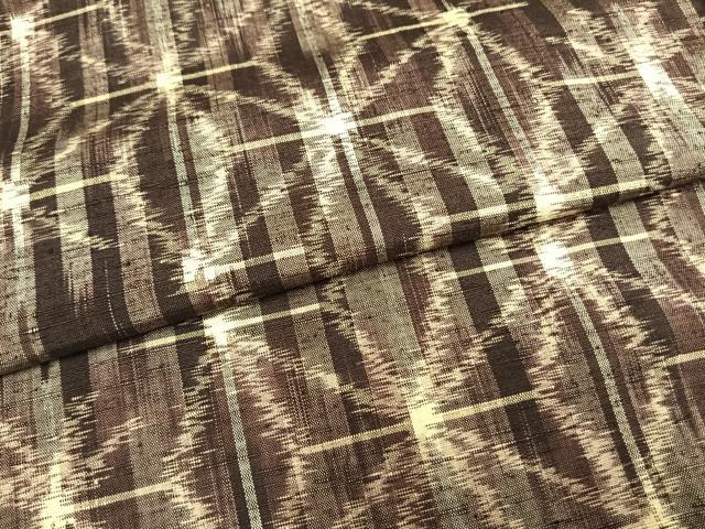 平和屋着物▽上質な紬 単衣 麻の葉文様 正絹 逸品 AAAZ9314fy