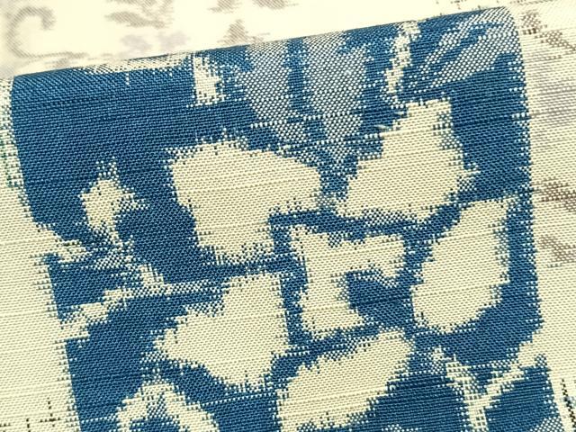 平和屋着物▽上質な紬 単衣 色紙草花文 正絹 逸品 AAAZ9316fy