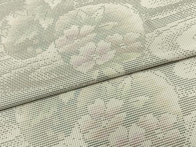 平和屋着物▽本場大島紬 白大島 単衣 9マルキ 流水草花丸文 正絹 逸品 AAAZ9318fy