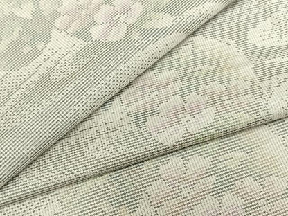 平和屋着物▽本場大島紬 白大島 単衣 9マルキ 流水草花丸文 正絹 逸品 AAAZ9318fy