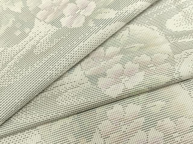 平和屋着物▽本場大島紬 白大島 単衣 9マルキ 流水草花丸文 正絹 逸品 AAAZ9318fy