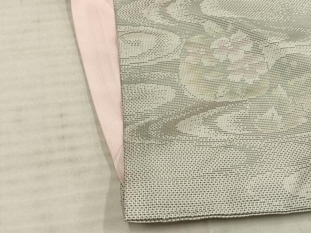 平和屋着物▽本場大島紬 白大島 単衣 9マルキ 流水草花丸文 正絹 逸品 AAAZ9318fy