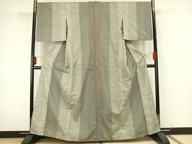 平和屋着物▽上質な紬 単衣 縞 正絹 逸品 AAAZ9319fy
