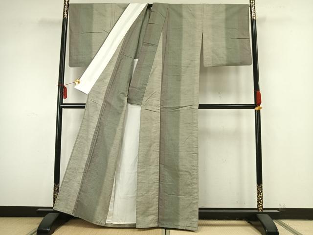 平和屋着物▽上質な紬 単衣 縞 正絹 逸品 AAAZ9319fy